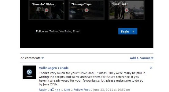Aplikacja na Facebooka przygotowana przez Volkswagena